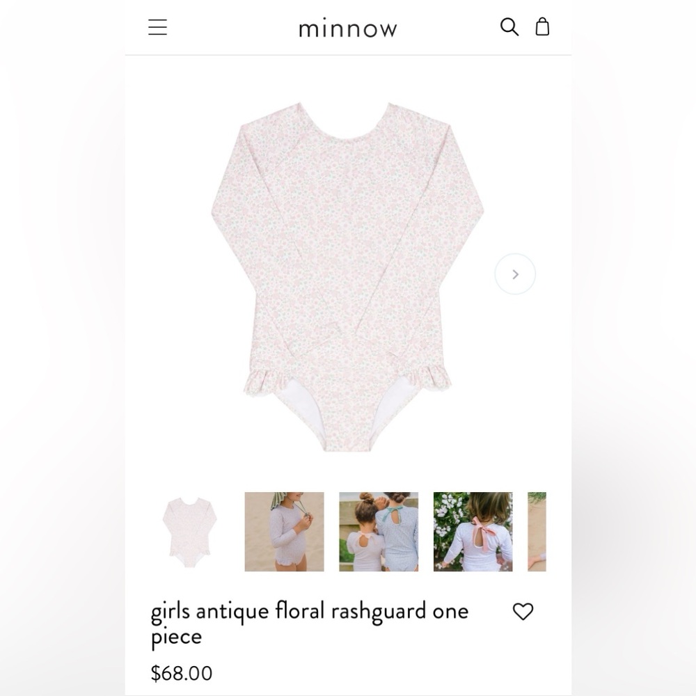 Minnow Girls Antique Floral Rashguard One Piece